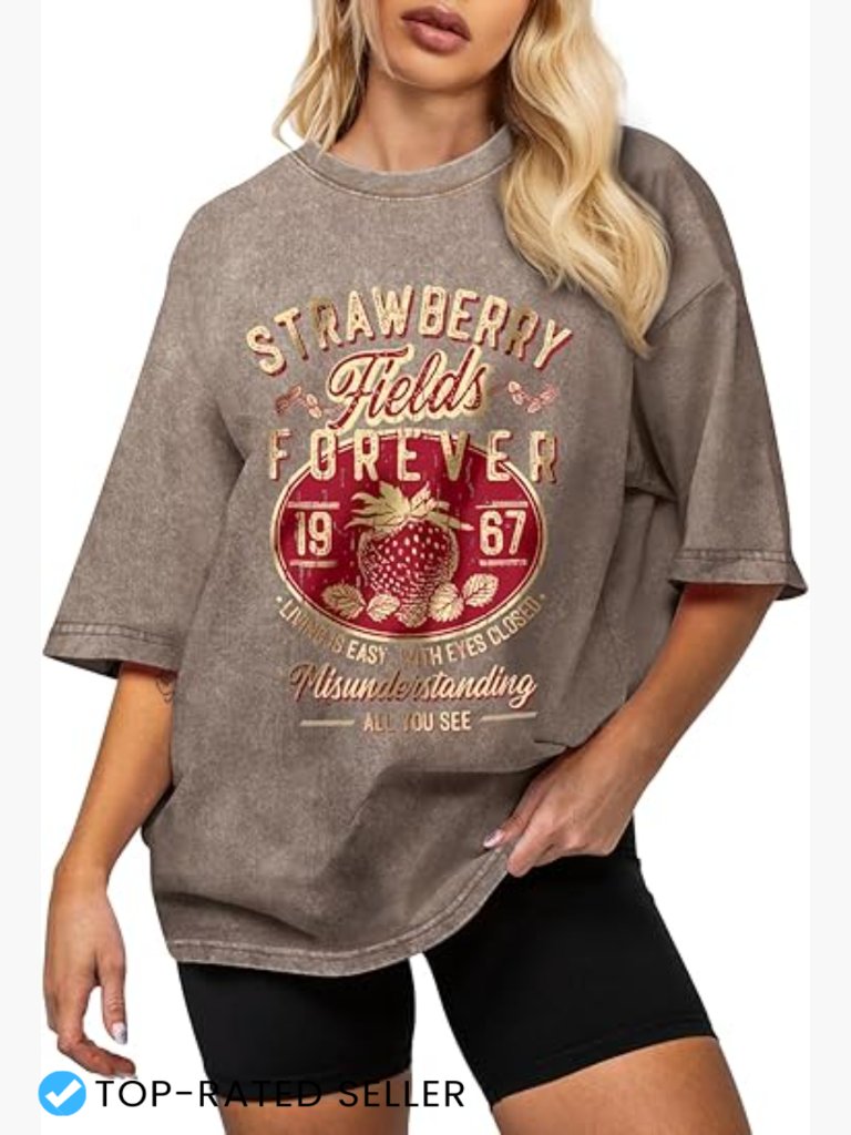 Oversized Vintage Graphic Tee Retro Y2k Chic Loose Fit Cotton T-Shirt